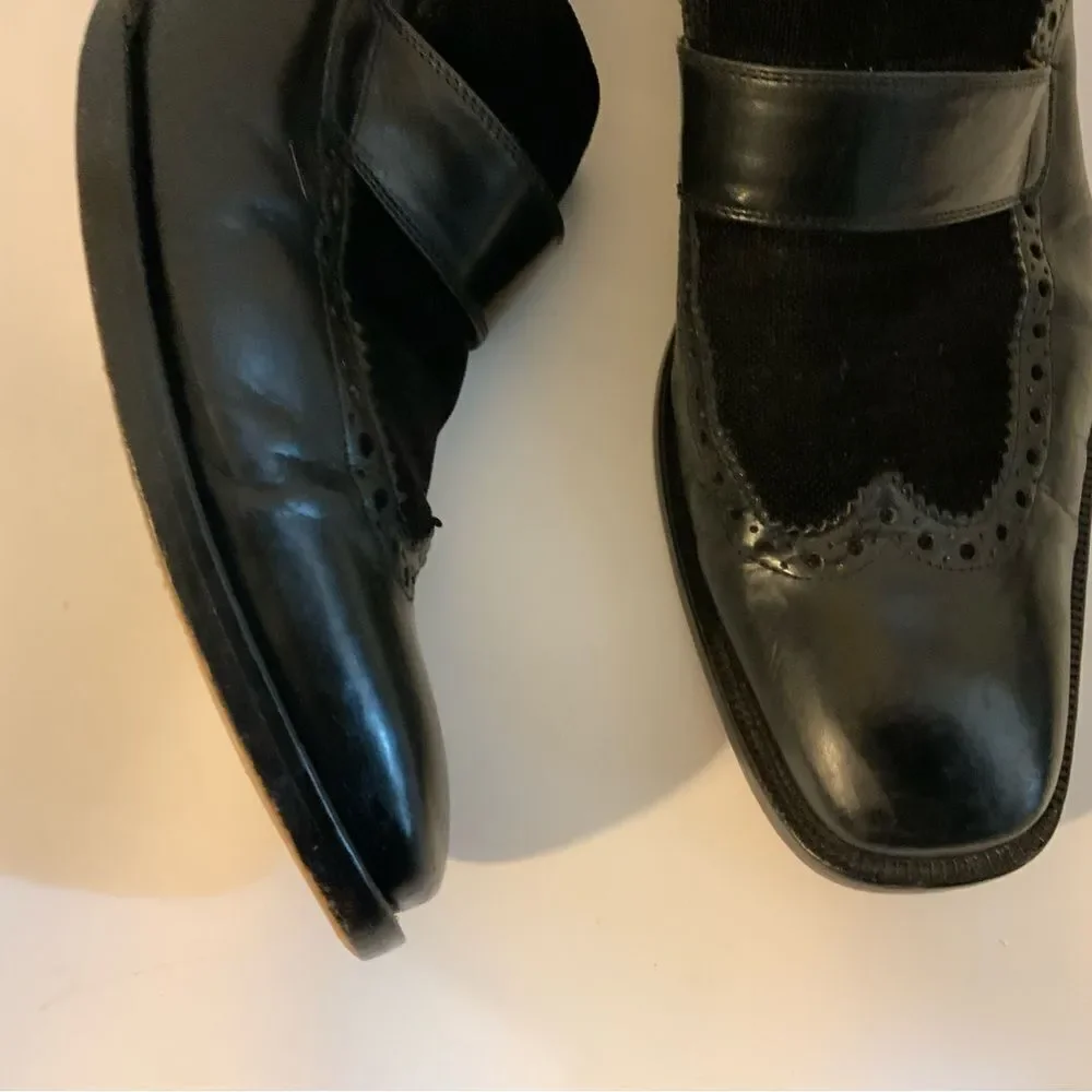 Kenneth Cole Size 9 M Black  Leather Slip On Wingtip Loafer Dress Mens Shoes